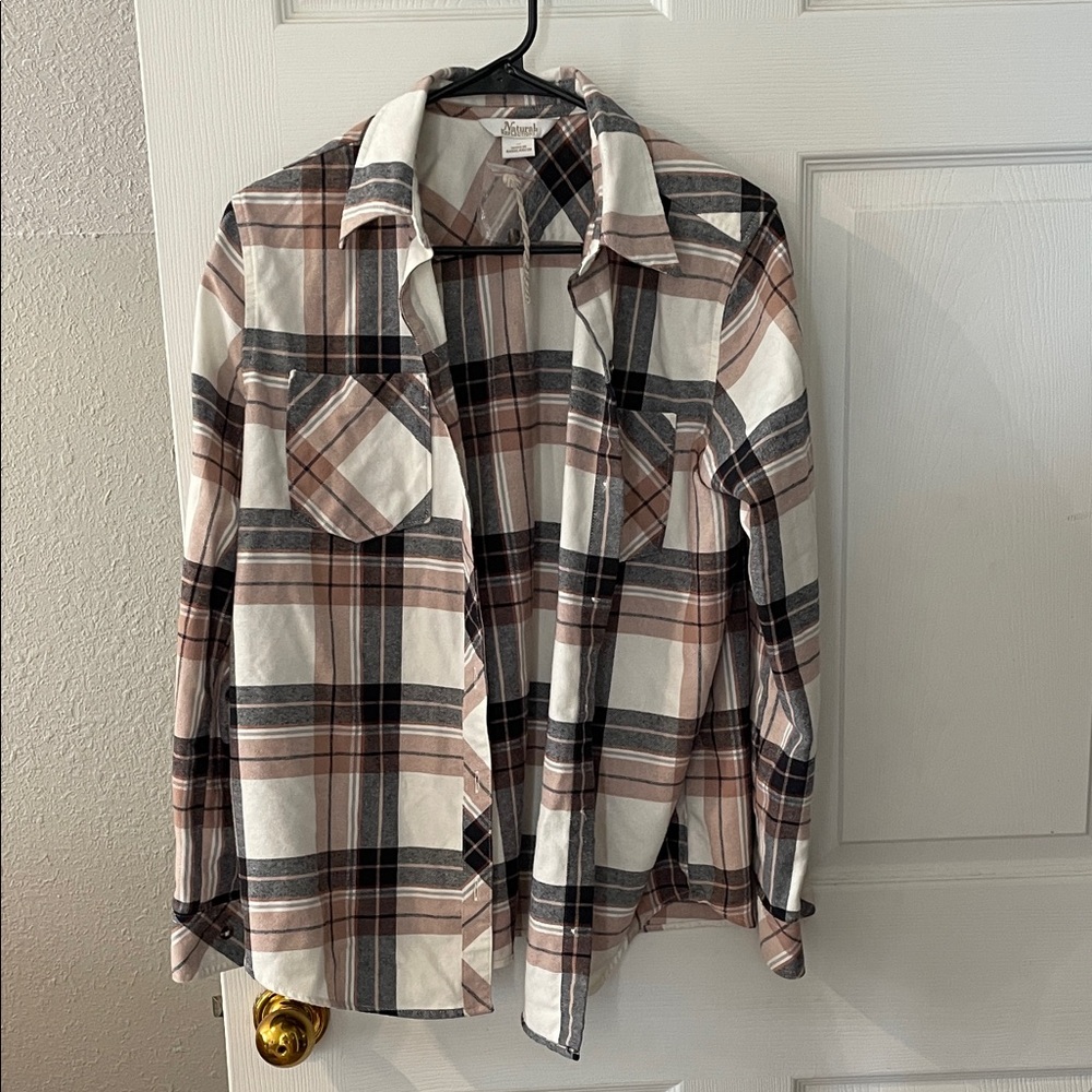 Sonoma Checkered Button Down Shirt - Black, White, Tan